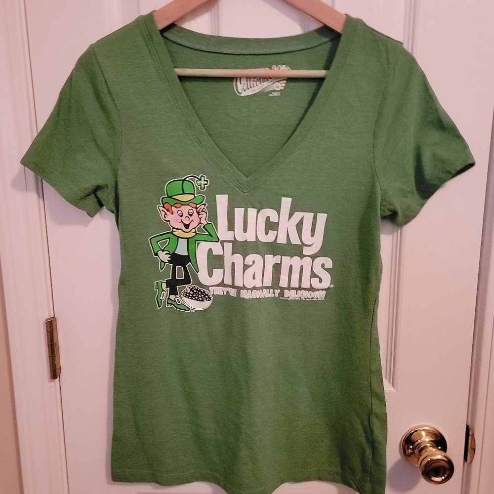 Old Navy Retro Collectibilitees Green Lucky Charms Fitted T Shirt Size M
